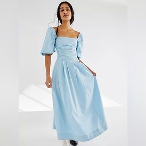 NWT Free People Ain’t She A Beaut Midi Baby Blue Dress